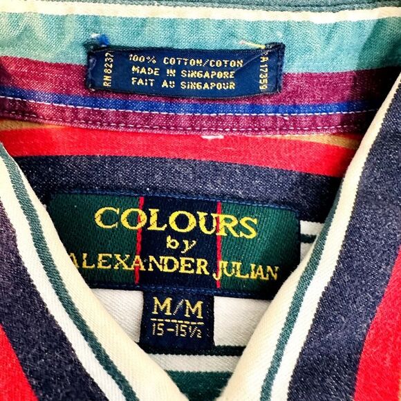 Colours by Alexander Julian Vintage Button Down Shirt Mens Medium 100% Cotton - Picture 10 of 11